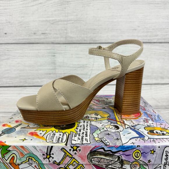 Jeffrey Campbell Womens Cream Seraphin Ankle Strap Platform Sandal Heels Size 10 - Picture 11 of 13